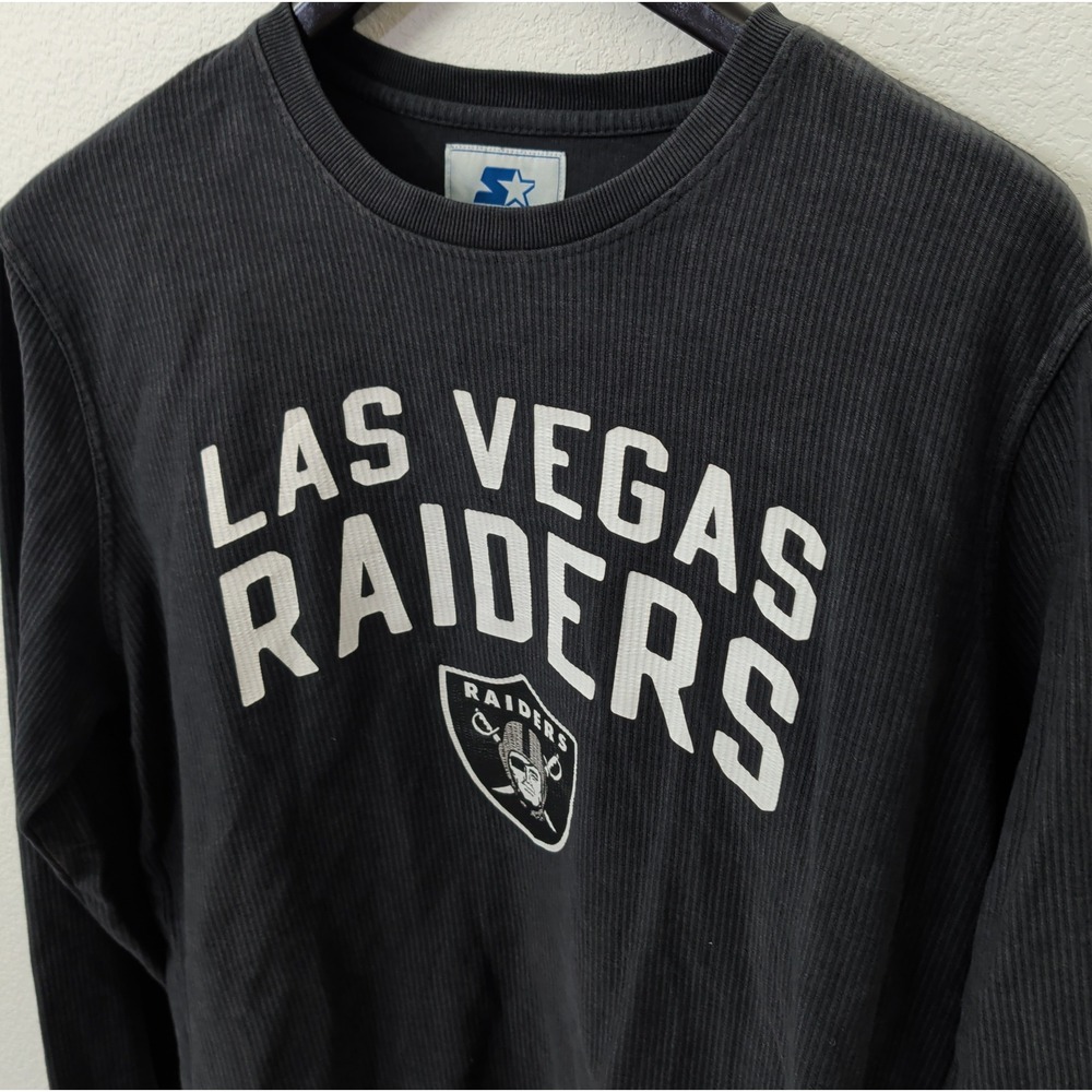Starter NFL Las Vegas Raiders Mens Ribbed Thermal Crewneck Sweatshirt Black XL